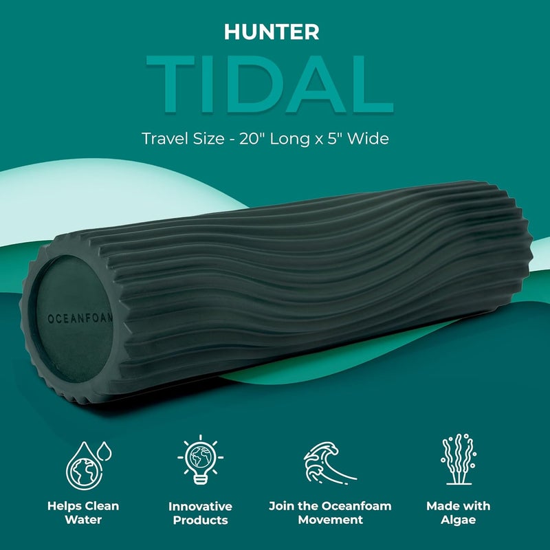Oceanfoam Tidal Roller - Hunter - Muscle Massage Foam Roller for Back Pain & Stretching - Firm and Ergonomic Wide Wave Textured - Yoga, Athletics, & Wellness - Full Size, 20" x 5" - Image 2